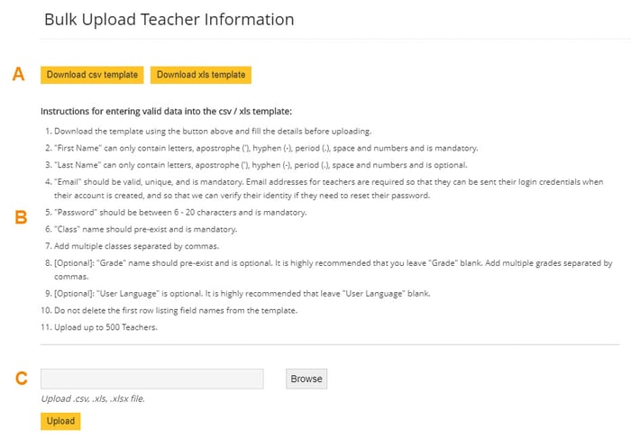 2 Bulk Upload Teacher Instructions screenshot