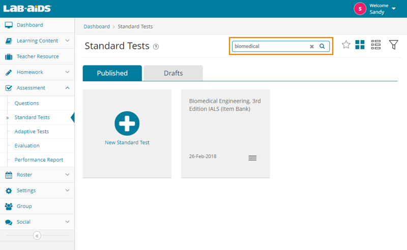2 Search for a test