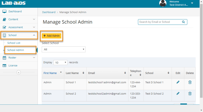 2. School Admin - Add School Admin
