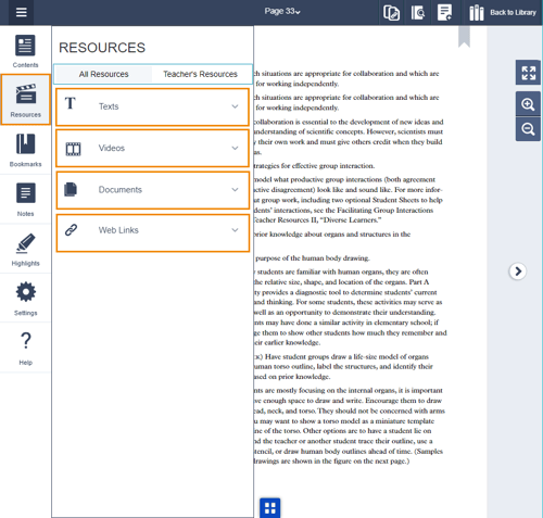 3 resources from left menu