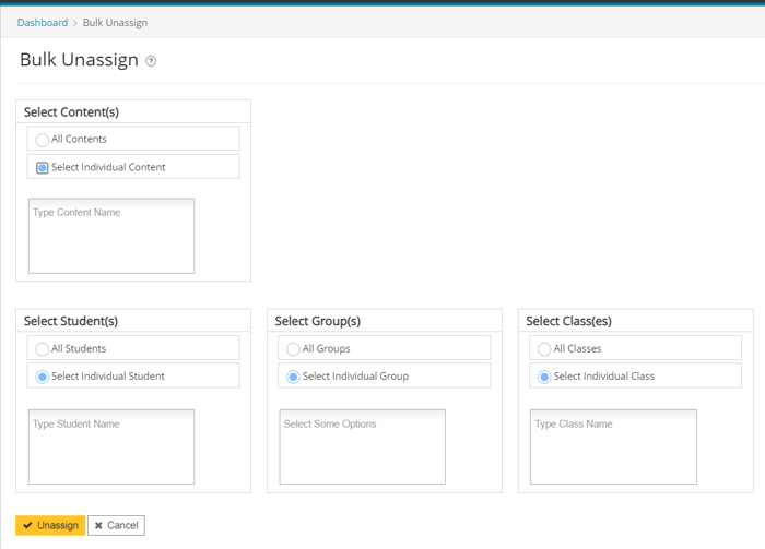 4 bulk unassign screen