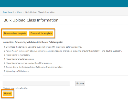 4. Bulk Upload Screen