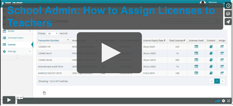 How to assign licenses to teachers