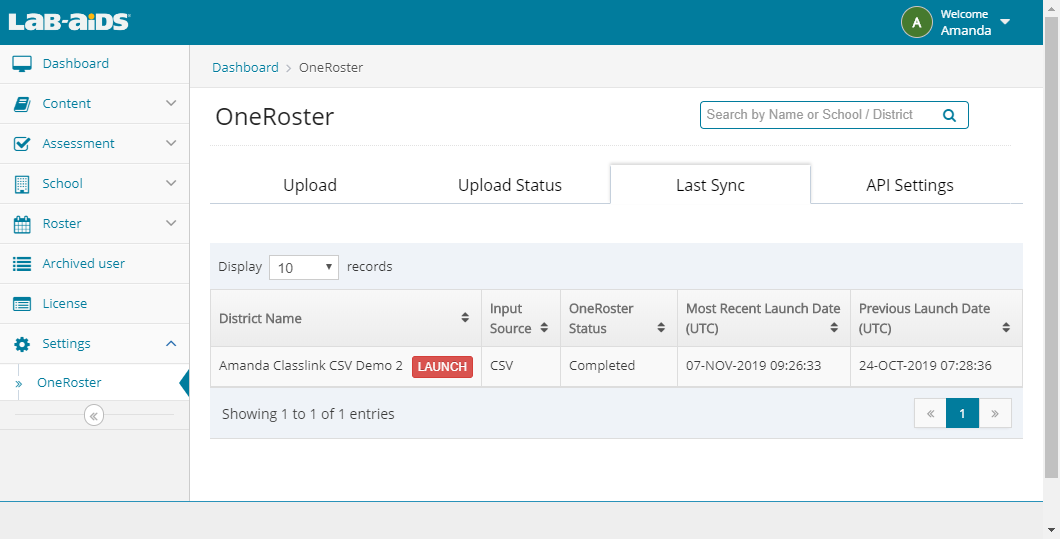 OneRoster CSV Upload - Click the Launch Button_Image 1