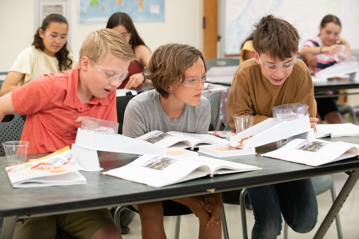 Middle school students in a science classroom