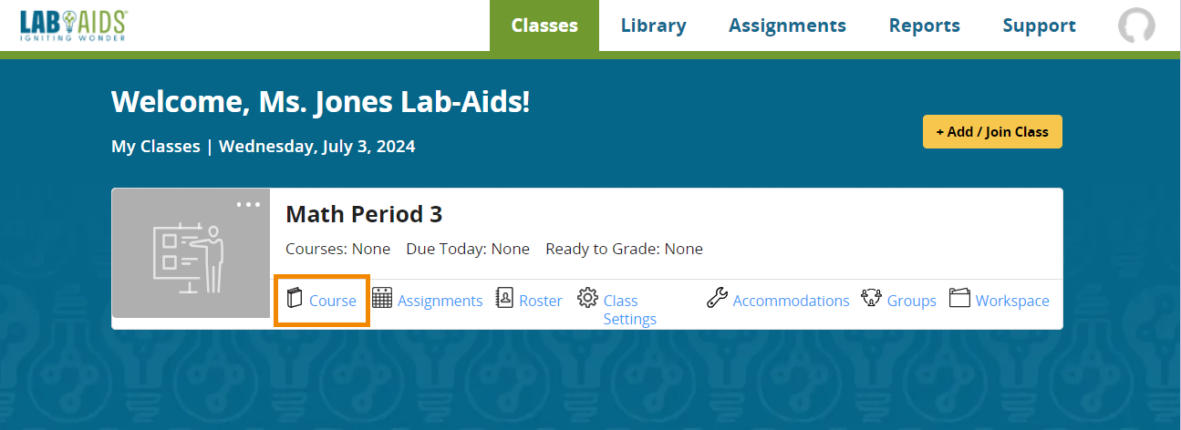 assign content click course