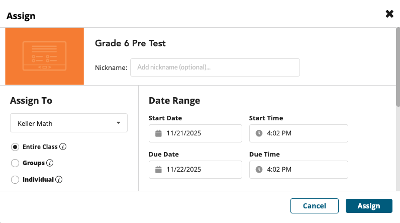 assignment settings and options