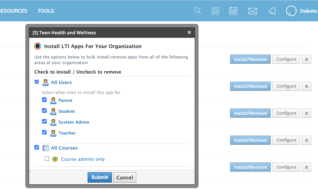 configure app settings