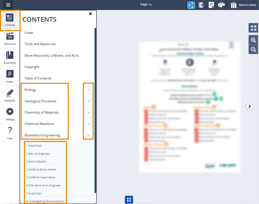 contents menu