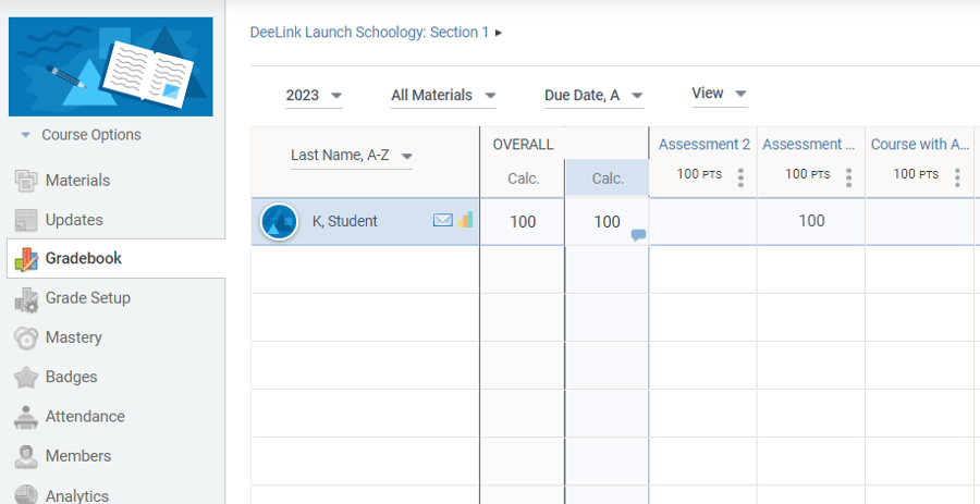grade passback screenshot