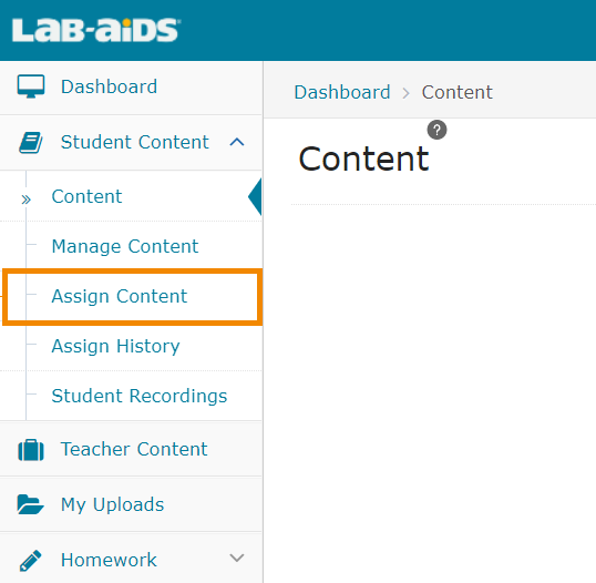 menu assign content