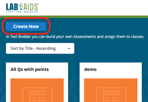 location of create new button