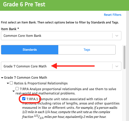 how to choose standards correlations