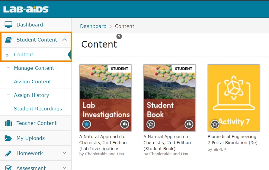 student content menu 2