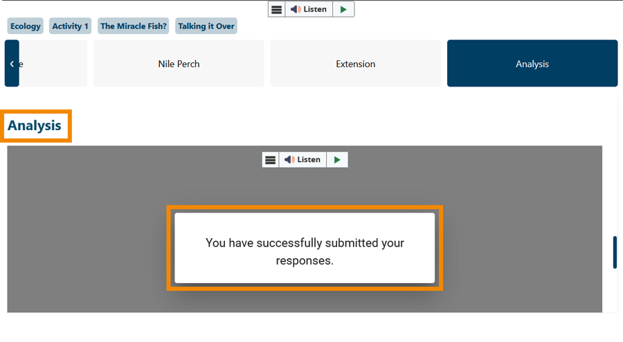you have successfully submitted your responses