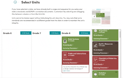 giphy of unit cards moving into and out of grade columns