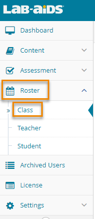 Click "Roster" and then "Class". 