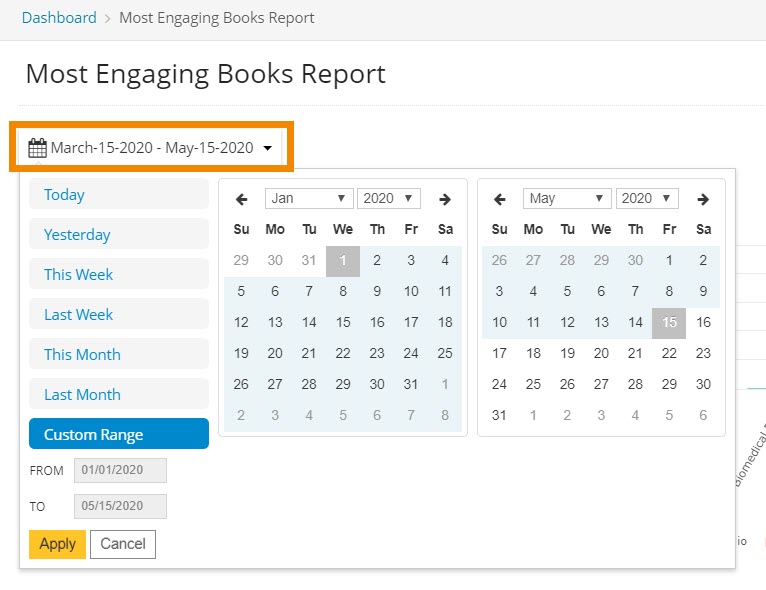 Click on the date range box to change date range