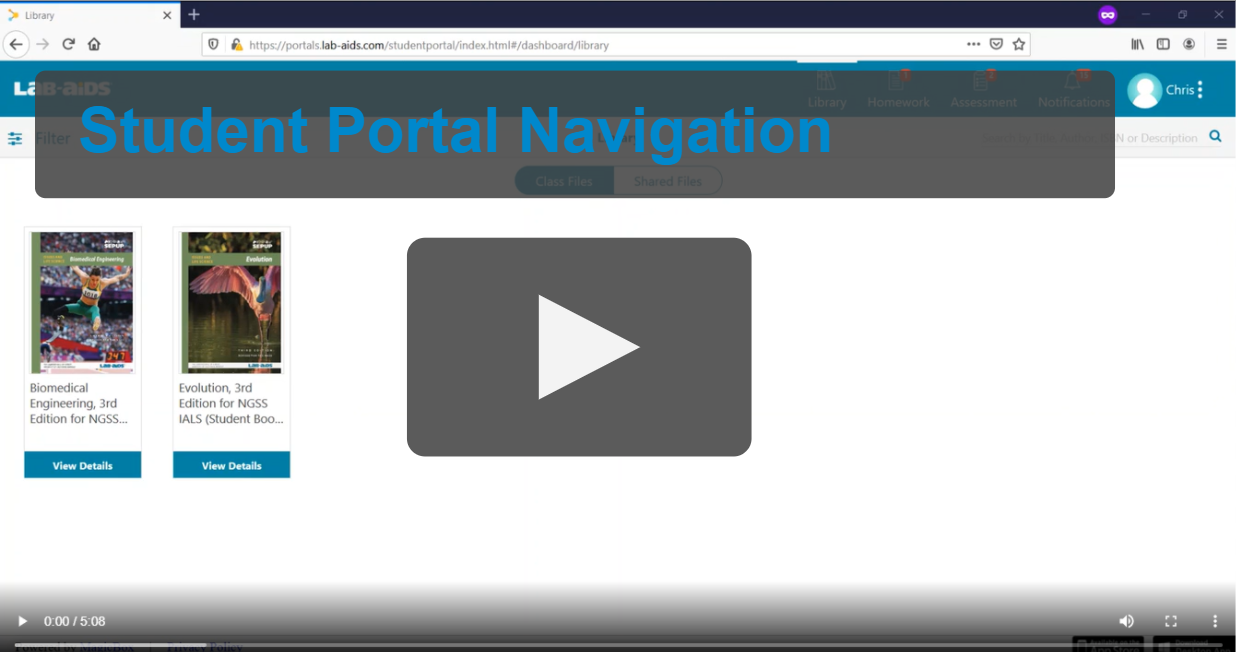 Click for student portal navigation video