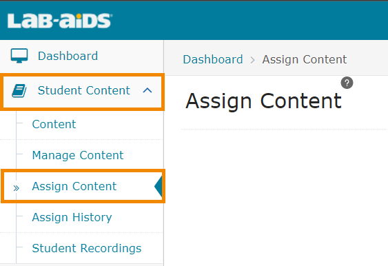 Click Student Content > Assign Content from the left-hand menu