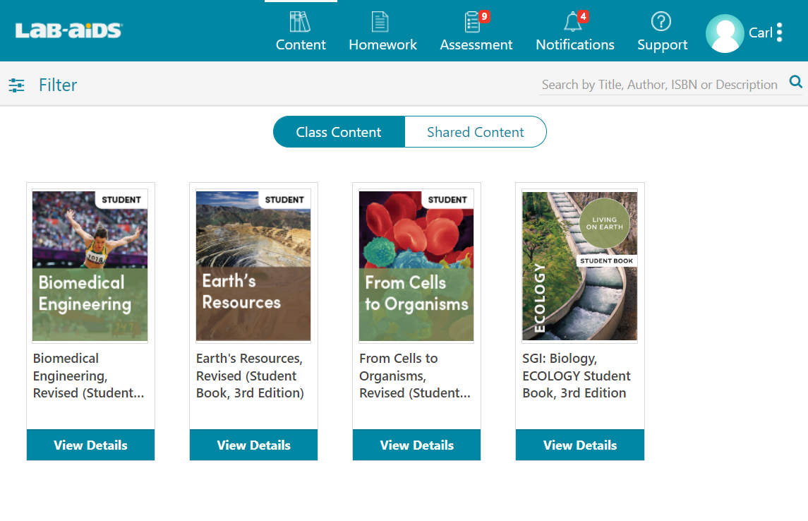 Students log directly into portal and view books assigned to them