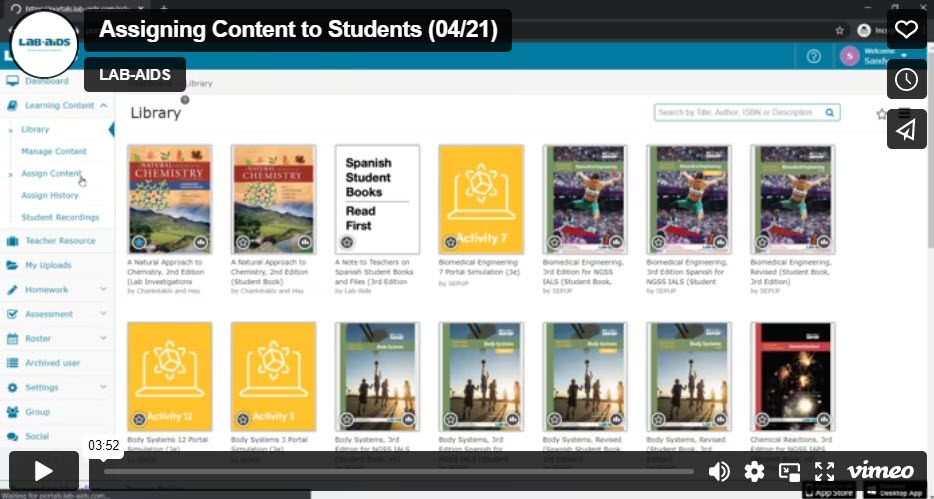 Click this image/link to watch a video on assigning content to students.