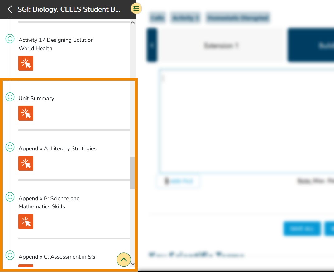 Scroll to the bottom of the Table of Contents to access the unit summary, student book appendices, glossary, publication information, and credits.