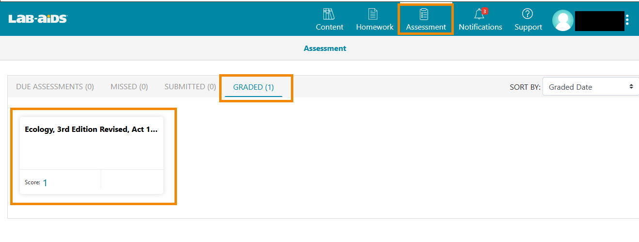 Click Assessment >> Graded >> Click on assessment in question