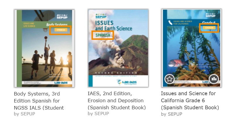 Spanish student book in the portal under Learning Content > Library