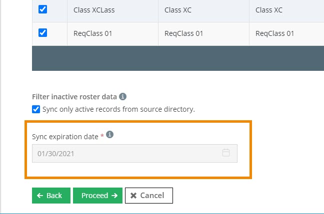 Enter a sync expiration date