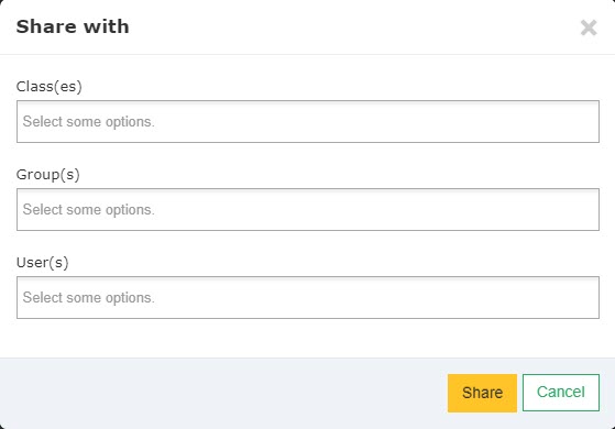 Select the classes, groups, or students to share the file with. 
