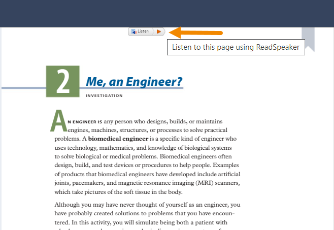 Click the readspeaker icon at the top of the page to have the whole page read to you