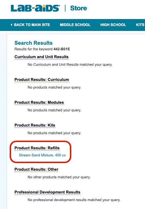 Refill search results