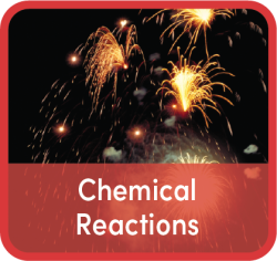 Image of celebratory fireworks with the words "Chemical Reactions" in front of it.