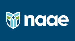 lower case letters naae in white on a blue background